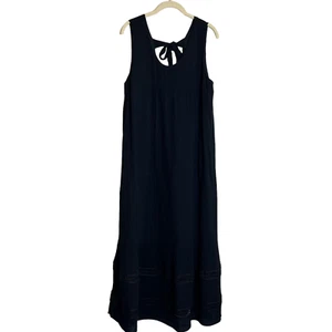 Who What Wear Womens Gauze Maxi Dress Large Black Lined Sleeveless Crochet Trim - Bild 1 von 6
