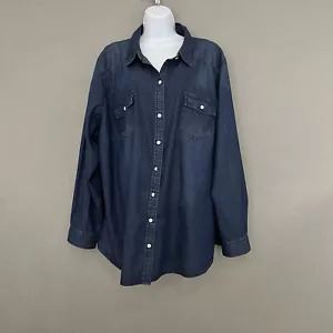 Camisa Torrid Mujer Talla 4 Denim Lavado Oscuro Botón Bolsillos Frontales Manga Larga - Imagen 1 de 14
