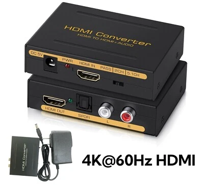 4K@60Hz HDMI Audio Extractor Converter, HDMI to HDMI + Audio (SPDIF + L/R Stereo - Bild 1 von 4