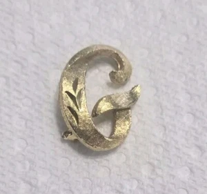 Vtg Mamselle Monogram Brooch Pin Gold Plated Initial Letter G Brushed Finish - Picture 1 of 4