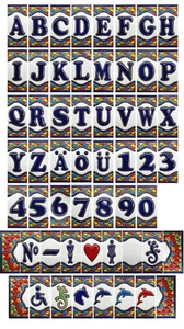 Keramik Hausnummer Zahlen Ziffern Buchstaben Symbole Kacheln Fliesen 3,5 x 7,4cm - Bild 1 von 78