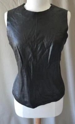 Vince Black Leather Sleeveless Top Size Medium EUC - Image 1 of 4