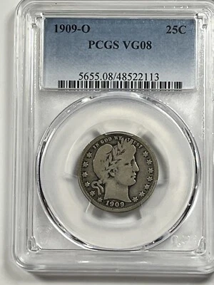 1909-O Barber Quarter : PCGS VG08 - Image 1 of 4