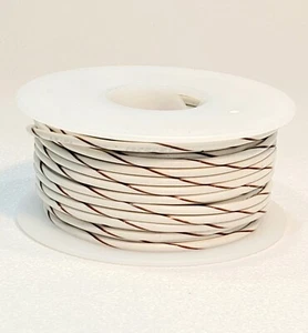 Cable de conexión 18 AWG UL1007 UL1569 BLANCO con RAYA MARRÓN ~ carretes de 50 pies ¡NUEVO! - Imagen 1 de 1