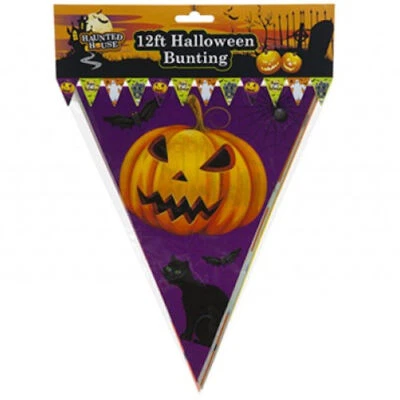 PMS INTERNATIONAL Halloween Bunting - 12ft Spooky Scary Kids Party Decorations House Pumpkin
