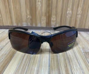 Occhiali da sole semi-rimless lenti marroni Road Warrior nuovi con etichette - uomo - nero - 7220 - Foto 1 di 5