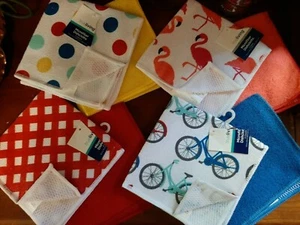 SET OF  2 DISHCLOTHS  U CHOOSE YOUR SET MICROFIBER  W/ SCRUBBY BACKS 4 CHOICES - Picture 1 of 6