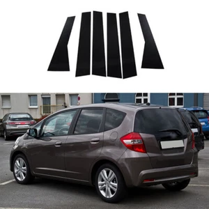 Cubierta de moldura de puerta de ventana postes de pilar negros 6 piezas para Honda Fit/Jazz 2008-2013 - Imagen 1 de 20
