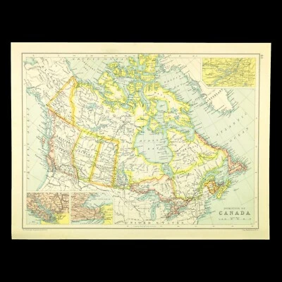 Mapa antigo da arte de parede do Canadá Domínio original do Canadá John Bartholomew - Imagem 1 de 4