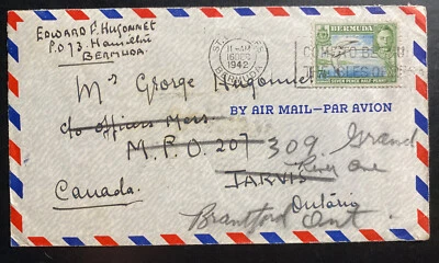 1942 St George Bermuda Airmail Slogan Cancel Cover To Jarvis Canada - Image 1 of 2