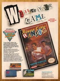 1990 River City Ransom Nintendo NES Vintage Print Ad/Poster Retro Video Game Art