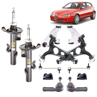 KIT COMPLETO SOSPENSIONE ANTERIORE AMMORTIZZATORI BRACCI BIELLETTE ALFA 147 156 - Immagine 1 di 4