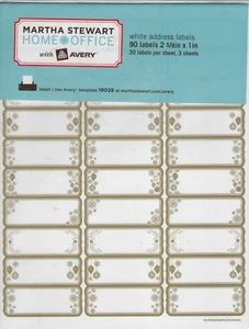 Martha Stewart Home Office Avery White Address Labels~Gold Ornaments~QK Ship! - Picture 1 of 1