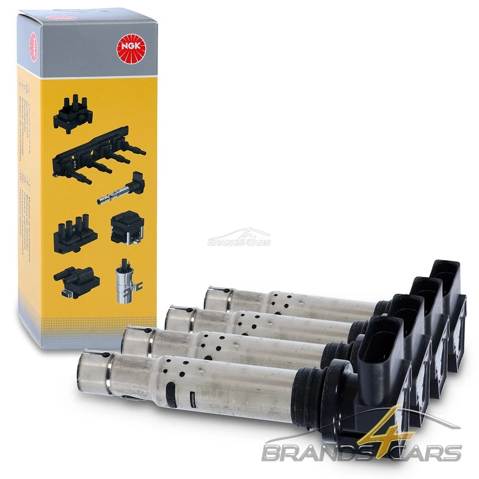 4x NGK ZÜNDSPULE FÜR AUDI A3 SEAT IBIZA SKODA FABIA VW GOLF 4 5 6 PASSAT TOURAN - Bild 1 von 4