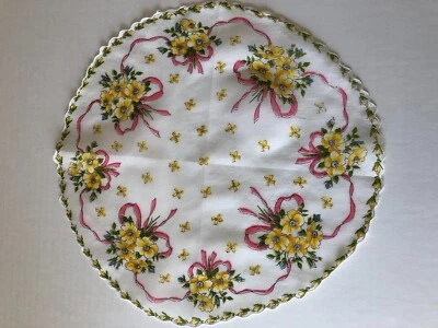 复古圆形 HANDKERCHIEF/Hanky 花黄色,粉色,绿色 13 — 第 1/4 张图片