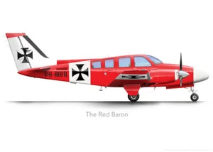 Beechcraft Baron The Red Baron - A3+ Profile Print - Imagen 1 de 4