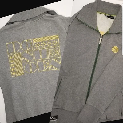 DC Shoes Retro Embroidered Zippered Gray Sweatshirt with Oversized Collar Size L - Image 1 of 4