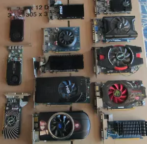 JOB LOT x13 Various 1GB GDDR3 DDR3 Graphics Cards Tested - Picture 1 of 1