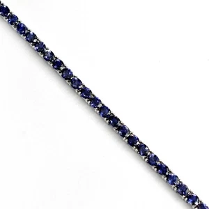 925 Sterling Silver Natural Gemstone 5x4 mm Oval Cut Blue Iolite Tennis Bracelet - Picture 1 of 6
