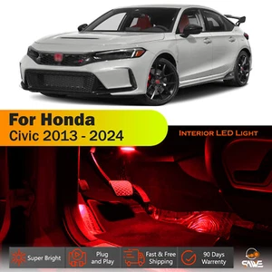 10 x Red LED Lights Bulb Map Interior Package Kit For 2013 - 2024 Honda Civic - Bild 1 von 9