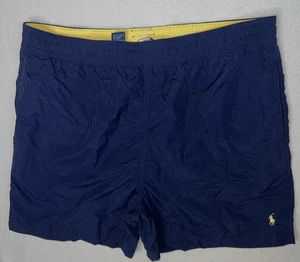 Men Sz Large Polo Ralph Lauren Swim Trunks Pony Logo Board Shorts Blue Lined - Picture 1 of 11