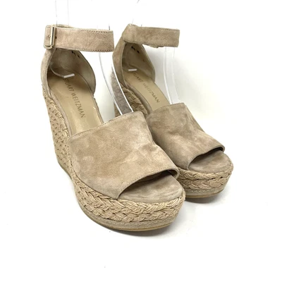 Stuart Weitzman Sohojute US Size 8.5 M Leather Espadrille Wedge Platform Sandals - Image 1 of 4