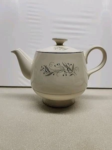 Vintage MCM Homer Laughlin Celeste Tetera Platino Borde Turquesa Brotes Retro - Imagen 1 de 5