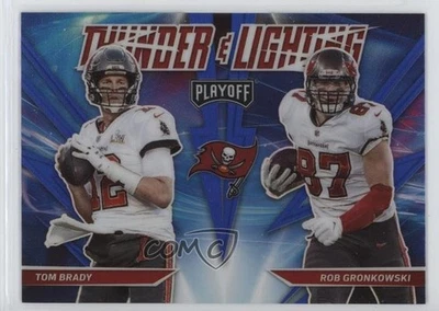 2021 Panini Playoff Thunder and Lightning Blue Prizm Tom Brady Rob Gronkowski - Image 1 of 2