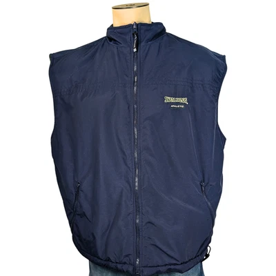 Spalding Athletic XL Vintage Reversible Blue & Green Fleece Full Zip Vest - Image 1 of 4