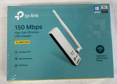 TP-Link TL-WN722N Ver 3.8 150Mbps Wifi High Gain Wireless USB Adapter Wi-Fi New - Image 1 of 4