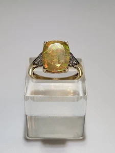 Silber 925 Ring Vergoldet Mit Gelb Stein Elegant - Bild 1 von 5