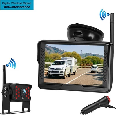 Wireless Reversing Camera 5" Monitor Rear View Kit For RV Truck Caravan 12V/24V - image 1 of 4