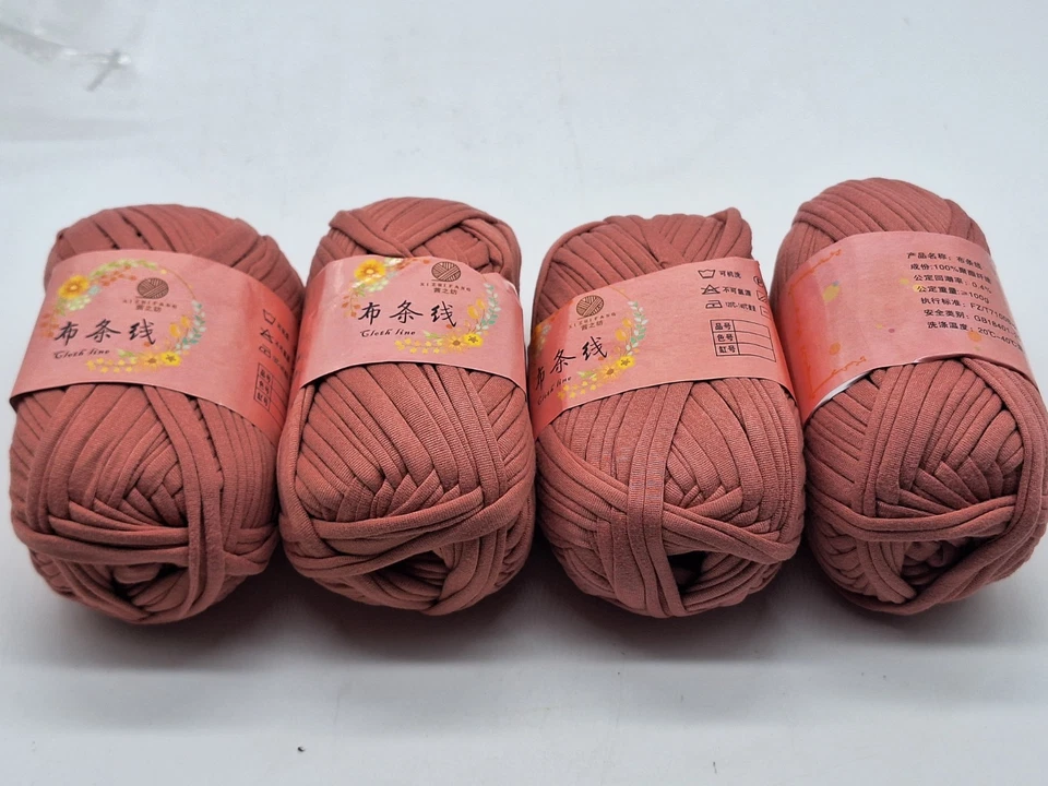 4 Rolls T Shirt Yarn Xizhifang Bean Paste Polyester 100g each Knitting Crochet - Image 1 of 4