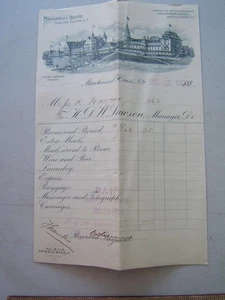 ANTIGUA FACTURA MEMBRETADA 1900 CASA MANHANSET, REFUGIO, LONG ISLAND, NY - Imagen 1 de 8