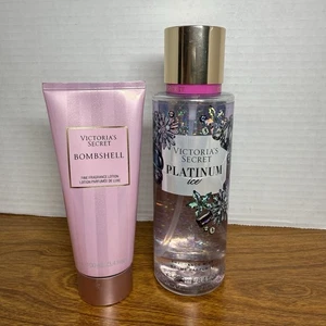 VICTORIA’S SECRET Bombshell Fine Fragrance Lotion 3.4 oz & Platinum Ice Spray - Picture 1 of 3