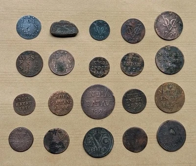 Conjunto de colecionador 20 peças Holanda holandesa VOC 1723-1839 PRATA, estanho, moeda de cobre_212 - Imagem 1 de 4