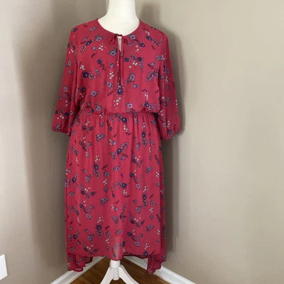 Maxi Vestido Lane Bryant Rosa Multi Floral Manga 3/4 Alto Talla Grande 18/20 Foto 1 de 4