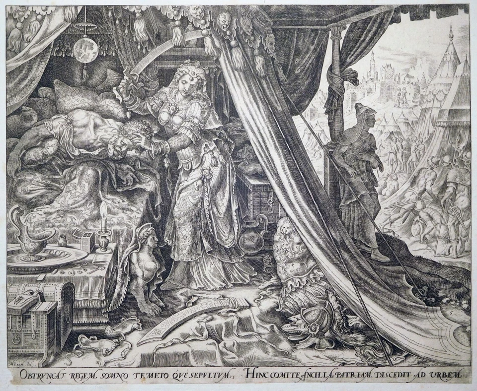 Kupferstich, Judith und Holofernes, M. van Heemskerck(/ P. Galle, 1564, N H 212 - Bild 1 von 4