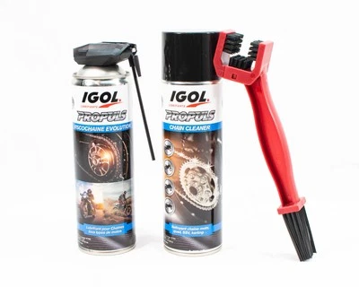 GAZOOBIKE IGOL - Pack Entretien Chaîne pour Moto - Nettoyant Chaîne + Graisse + Brosse