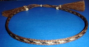 Western Cowboy/Cowgirl HAT BAND 3 Strand Blk/Brwn/White Horsehair Double Tassel - Picture 1 of 3