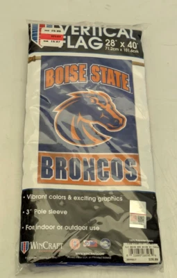 WINCRAFT Boise State Broncos Team Colors Logo Vertical Flag 28"x40" Blue Banner - Image 1 of 4
