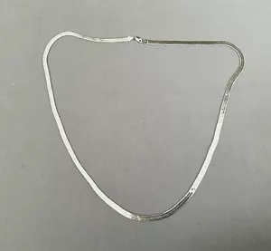 Sterling Silver Flat Herringbone Necklace 30” Vintage Made In Italy .925 - Picture 1 of 5