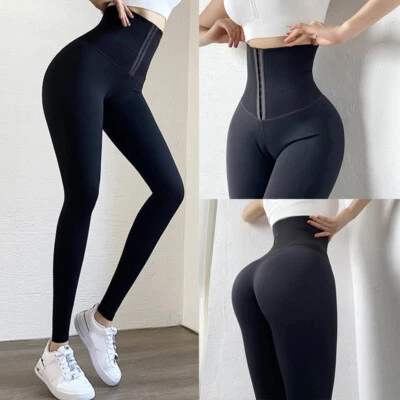 Women Tummy Control Leggings Waist Trainer Corset Yoga Pants Body Shaper Cincher - Image 1 of 4
