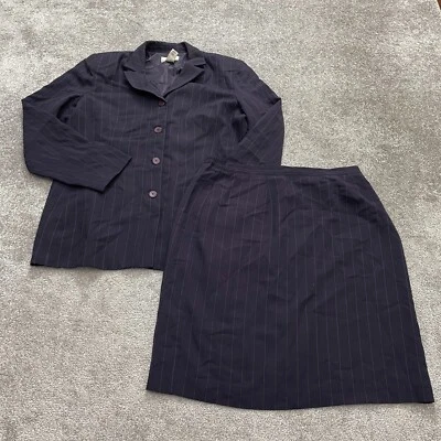 Bob Mackie Blazer Mini Falda Traje Conjunto Mujer 16 Púrpura Rayas Negocios Formal Foto 1 de 4