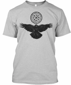 T-shirt girocollo Viking Rune Of Protection con Raven Made in USA S-5XL - Foto 1 di 1