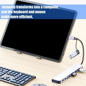 USB C+USB3.0 Hub 8 Port Adapter Hub Dongle 3xUSB2.0+1xUSB3.0+1xUSB C Card Reader - Afbeelding 1 van 8