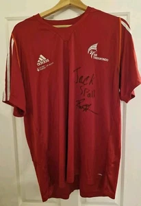 Adidas GB Taekwondo Shirt Red Great Britain Olympic Mens 2XL Jack Spall Signed - Picture 1 of 7