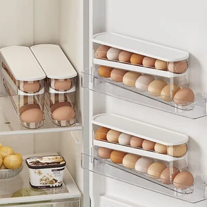 2Tier Refrigerator Egg Storage Box Automatic Rolling Dispenser Egg Holder Rack _ - Picture 1 of 10