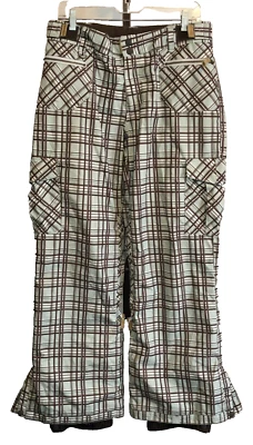 ROXY 滑雪滑雪板裤女式 L 码 5000 毫米棕色和薄荷格子板贝蒂 — 第 1/4 张图片