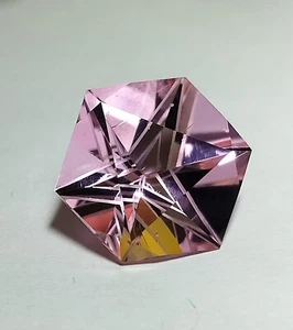 Pink Corundum Lab created Sapphire Hexagon 12X12X8.20MM Fantasy Modern Cut - Picture 1 of 5
